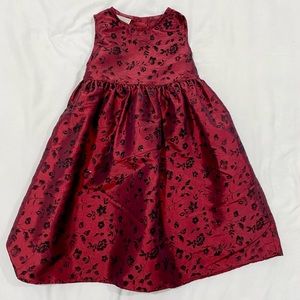 Girls deep red with black glittery floral detail dress size 4t